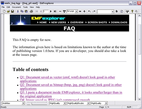 EMFexplorer GUI main page